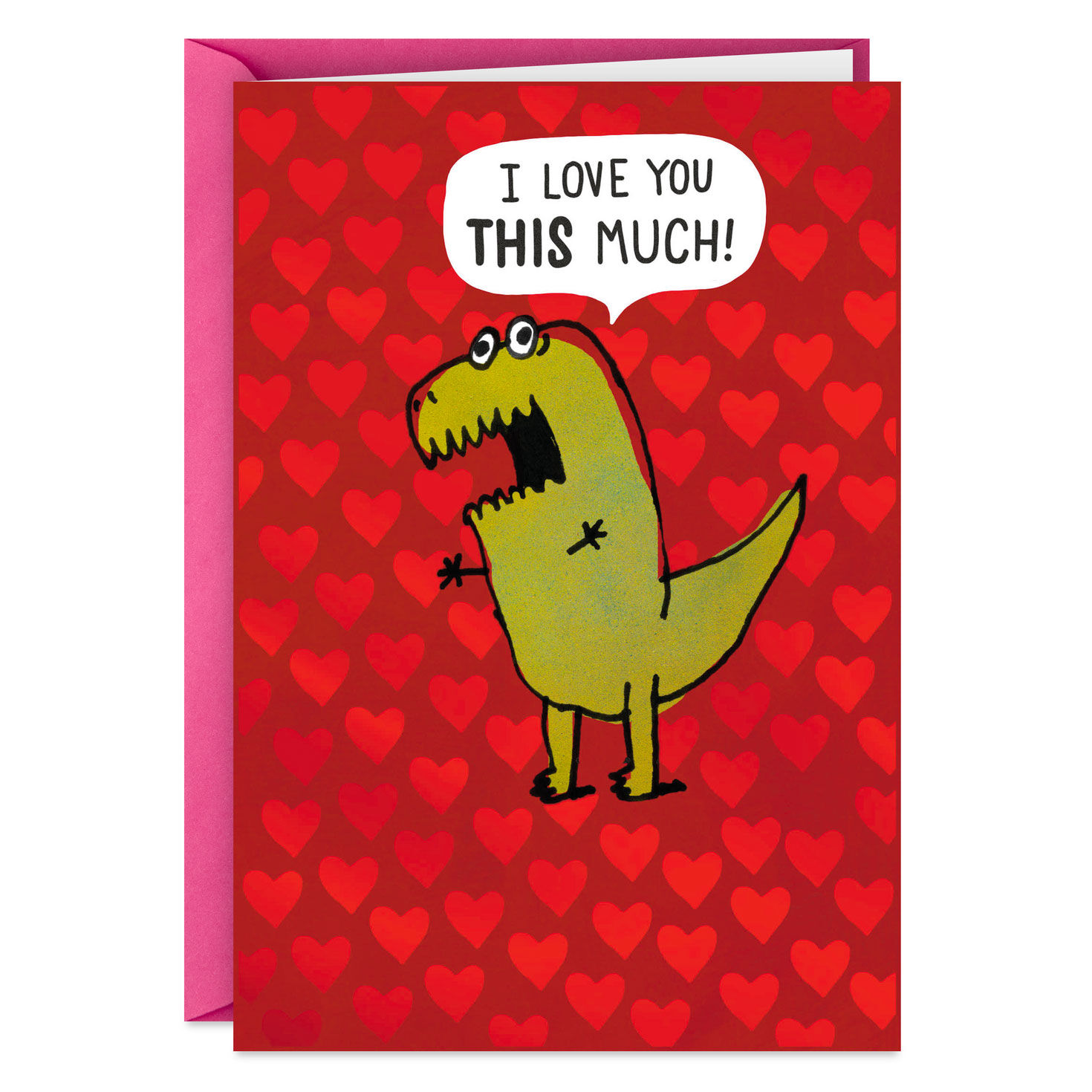 T-Rex Love You This Much Funny Love Card