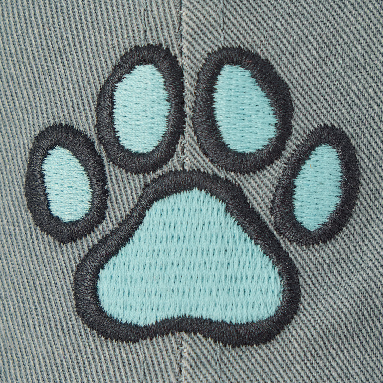 Paw Print Gray Life Is Good Baseball Cap upclose detail image number 2
