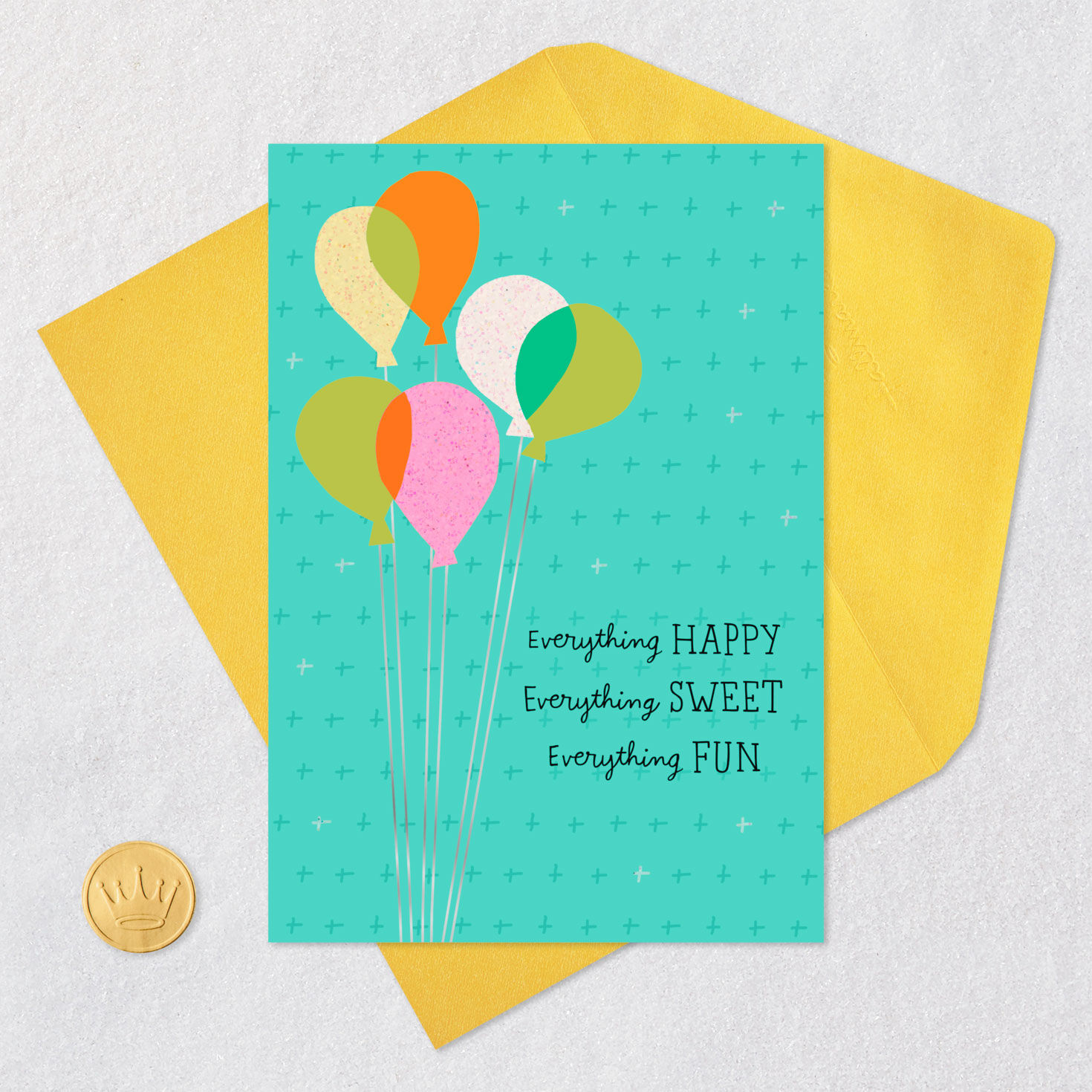 Colorful Balloons Happy Birthday Card Card Front with Envelope and Gold Seal image number 5