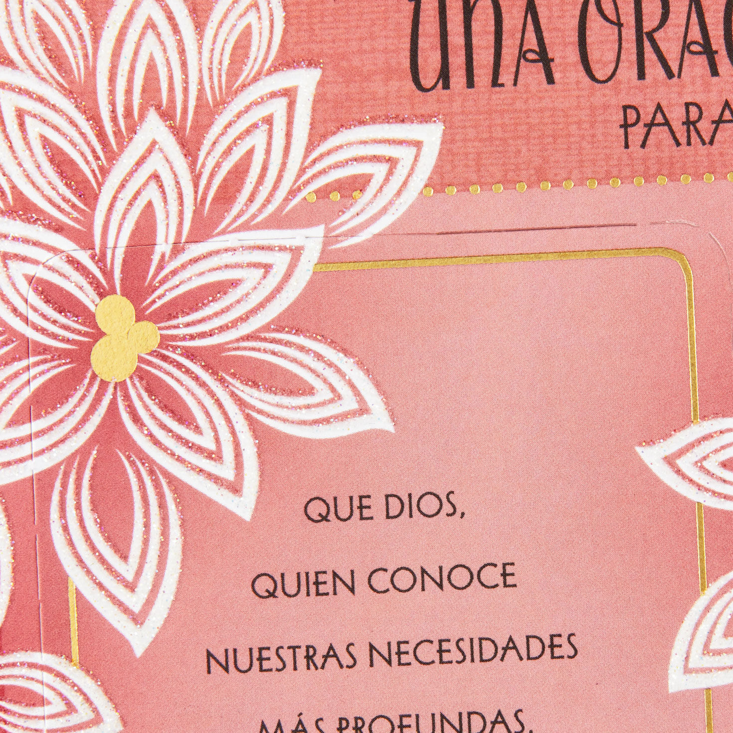 White Flowers on Pink Thinking of You Card in Spanish Card Front Detail image number 5
