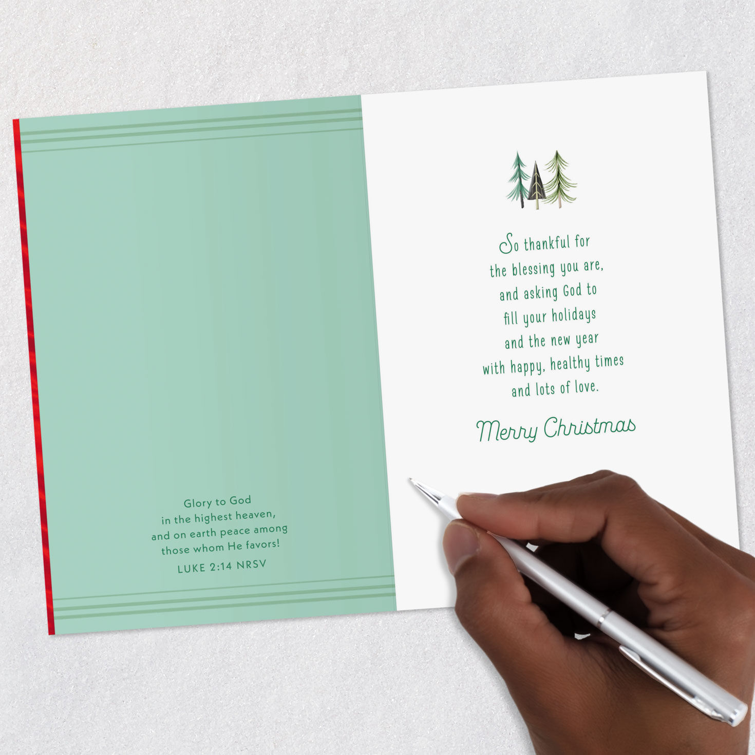 Folk Art Snowman Religious Christmas Card signing card image number 7