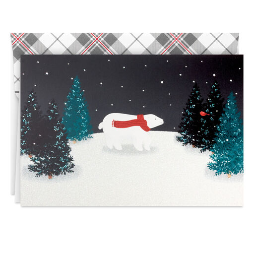 Polar Bear in Red Scarf Boxed Holiday Cards, Pack of 16, 
