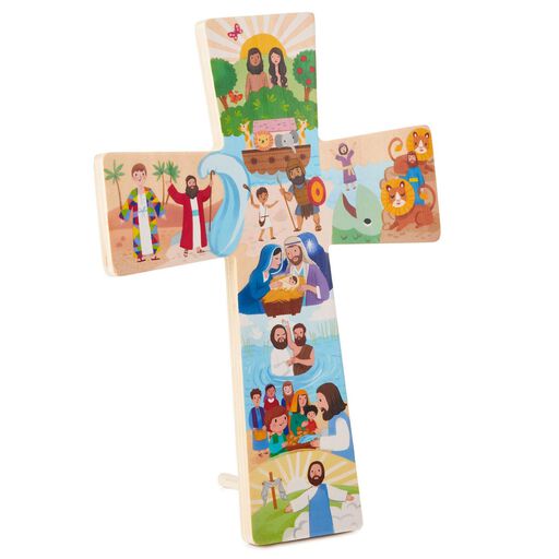 My Bible Stories Cross Wood Sign, 7.25x10.5, 