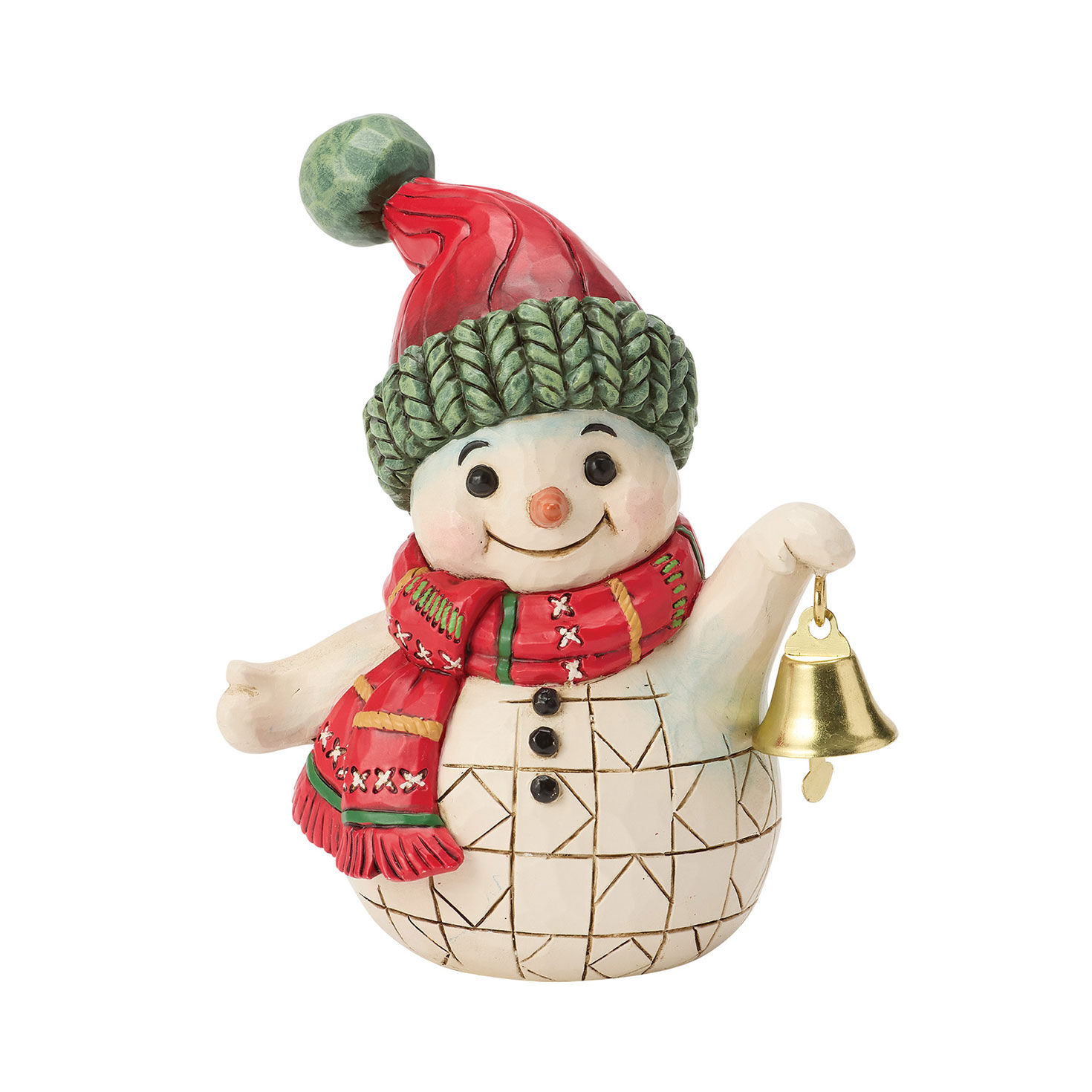 Jim Shore Snowman With Bell Miniature Figurine, 3.5"
