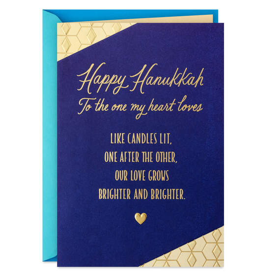 Grateful for the Love We Share Romantic Hanukkah Card, , large image number 1