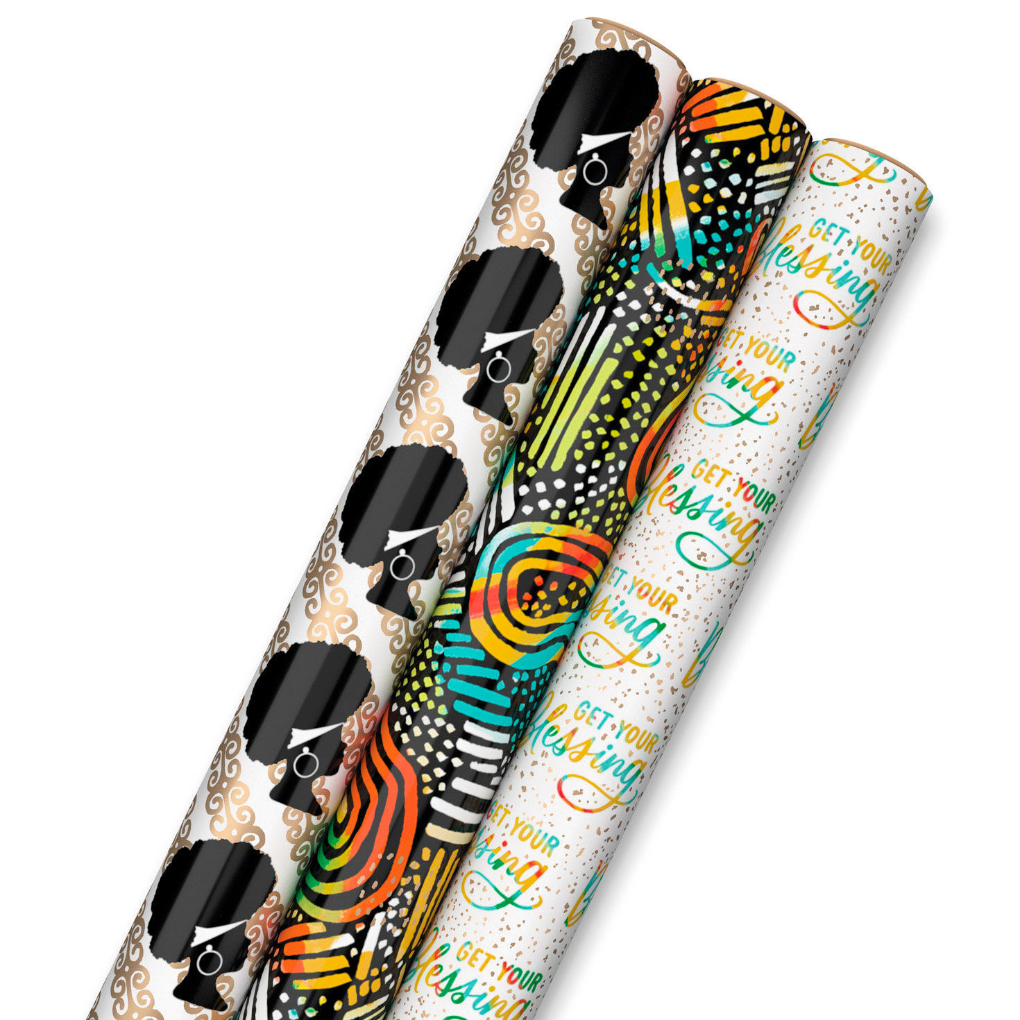 Get Your Blessing 3-Pack Assorted Wrapping Paper, 75 sq. ft. total