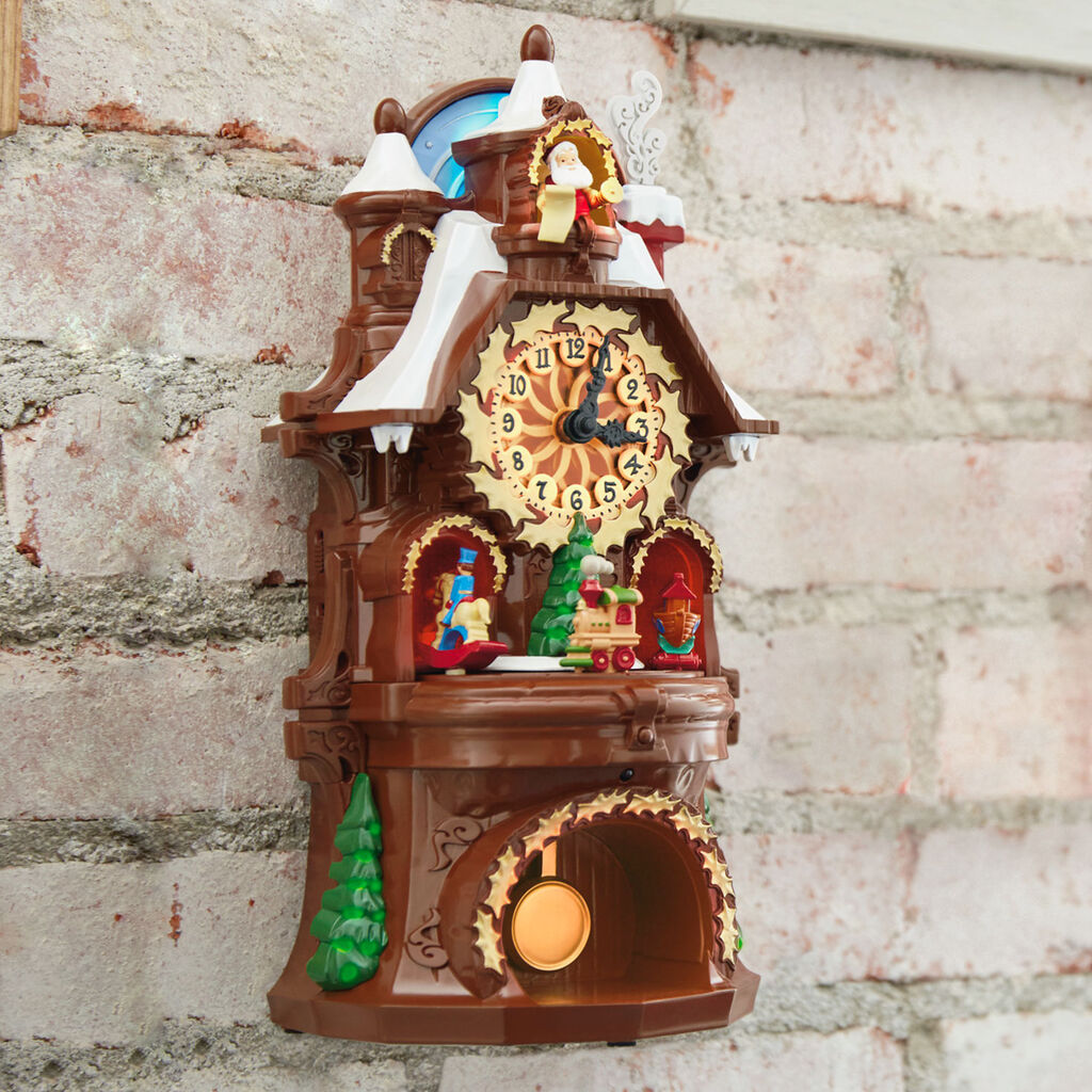 Santa S Musical Christmas Clock With Motion And Light