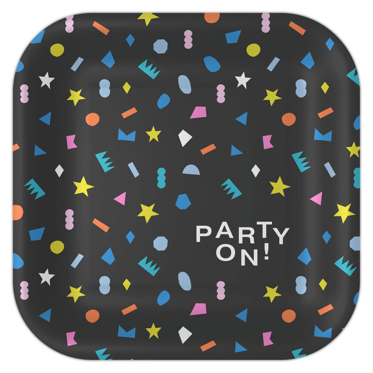 "Party On!" Geometric Shapes Dinner Plates, Pack of 8