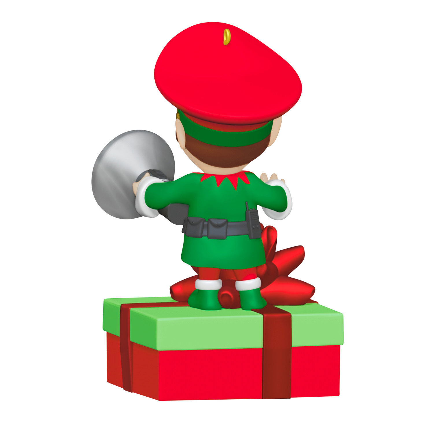 Elf With Flashlight and Gift Keepsake Ornament Back image number 6
