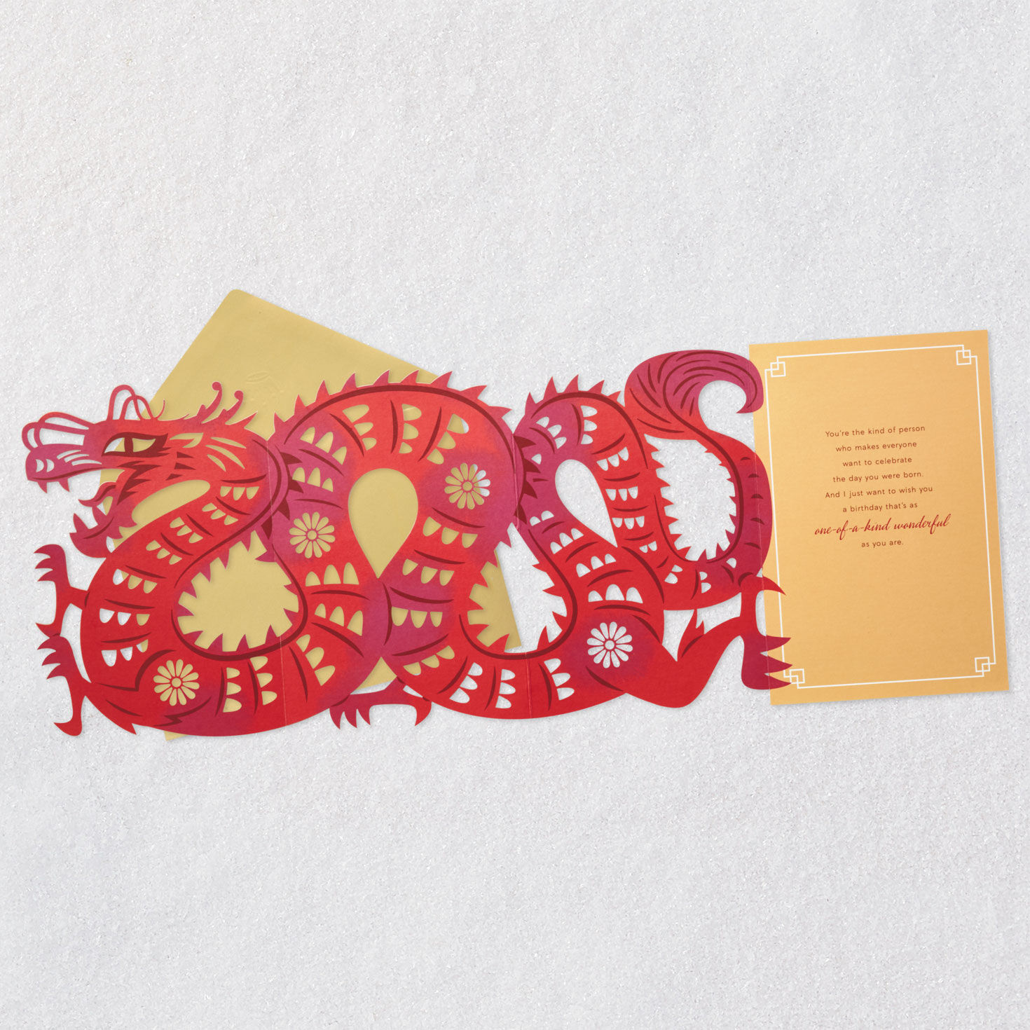 Red Dragon Chinese Zodiac Birthday Card Open card with envelope image number 4