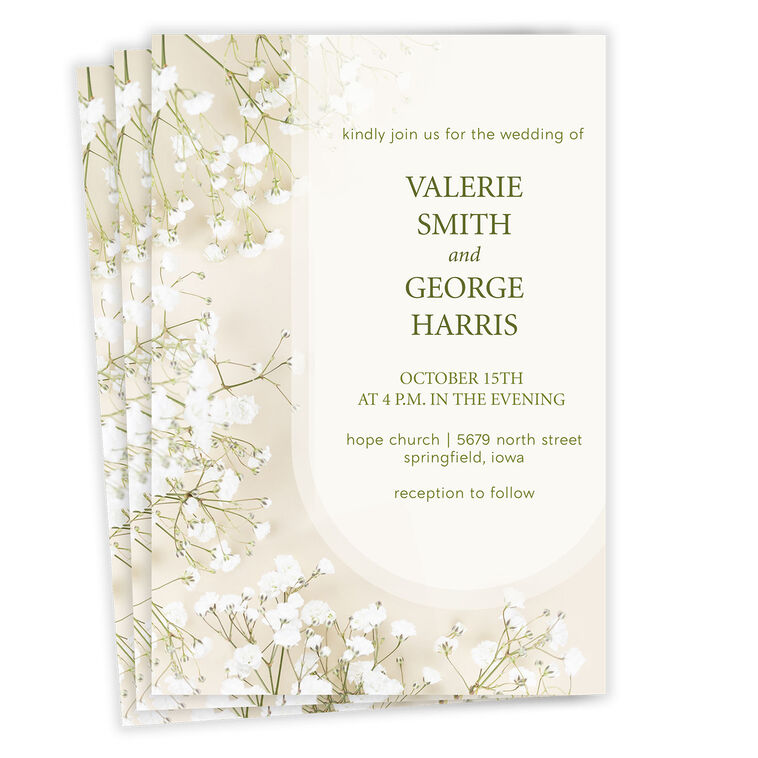 Elegant Baby's Breath Flat Wedding Invitation