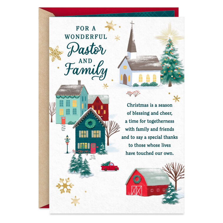 A Season of Blessing and Cheer Religious Christmas Card for Pastor and Family