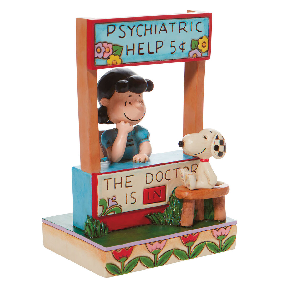 Jim Shore Peanuts Lucy Psychiatric Booth With Surprise Patient Figurine