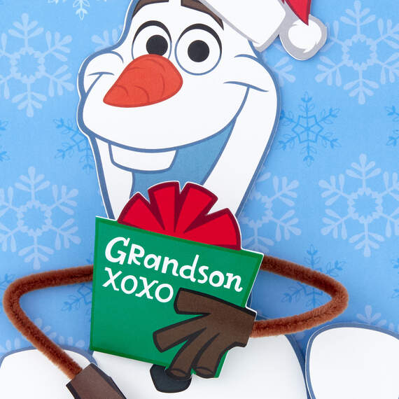 Disney Frozen Olaf Christmas Card for Grandson With Posable Character, , large image number 4