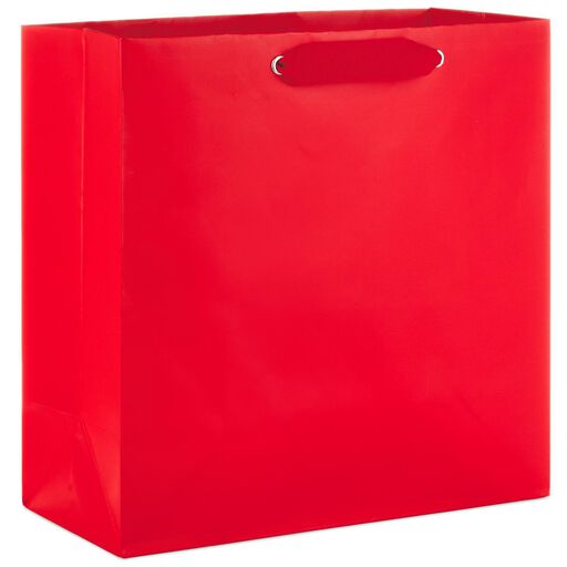 Red Large Square Gift Bag, 10.4", Red
