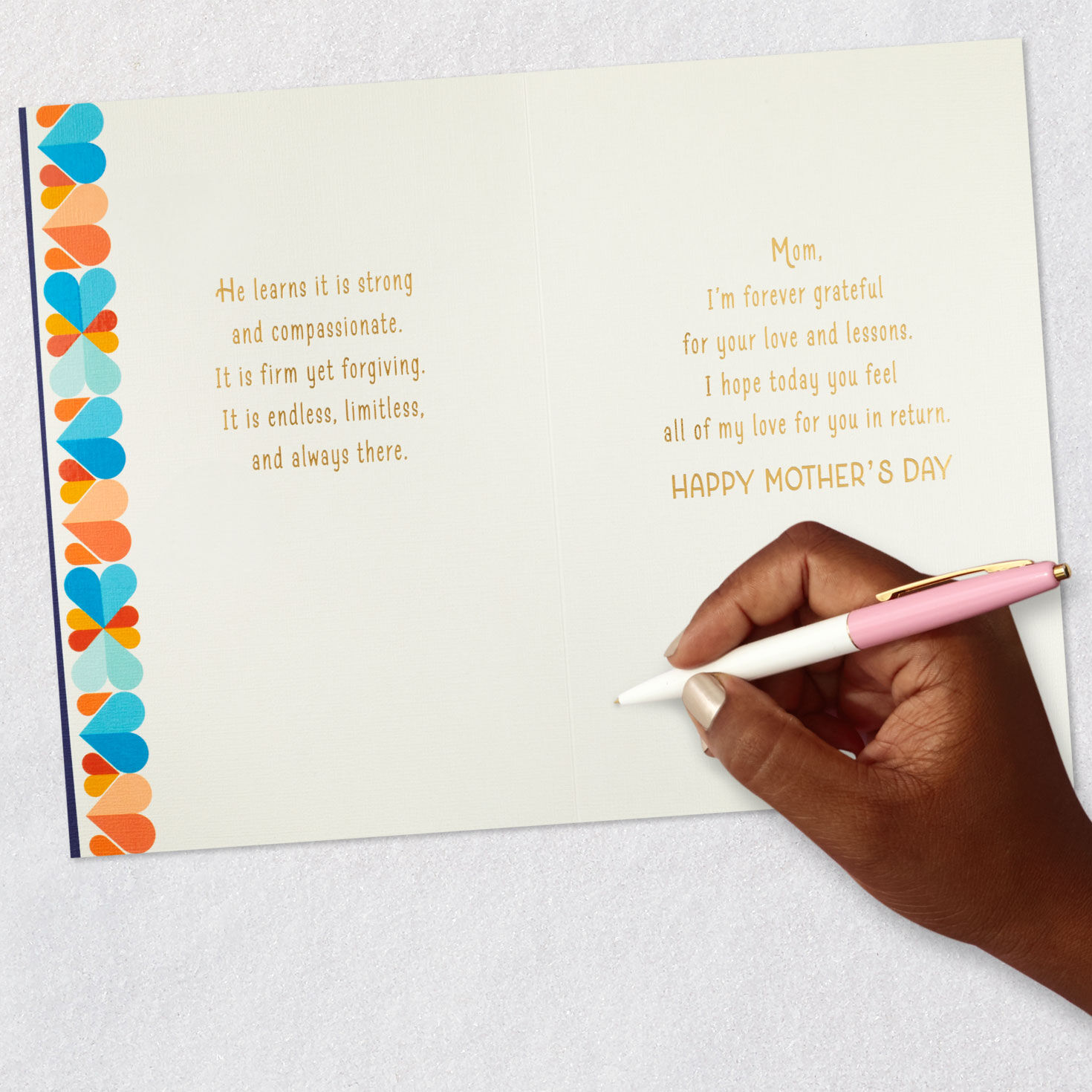 Colorful Hearts Mom Mother's Day Card From Son Signing card image number 7