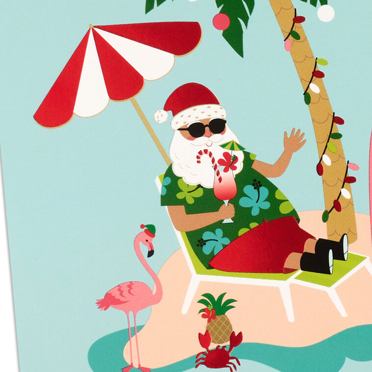 Tropical Santa Boxed Christmas Cards Pack Cover Detail image number 5