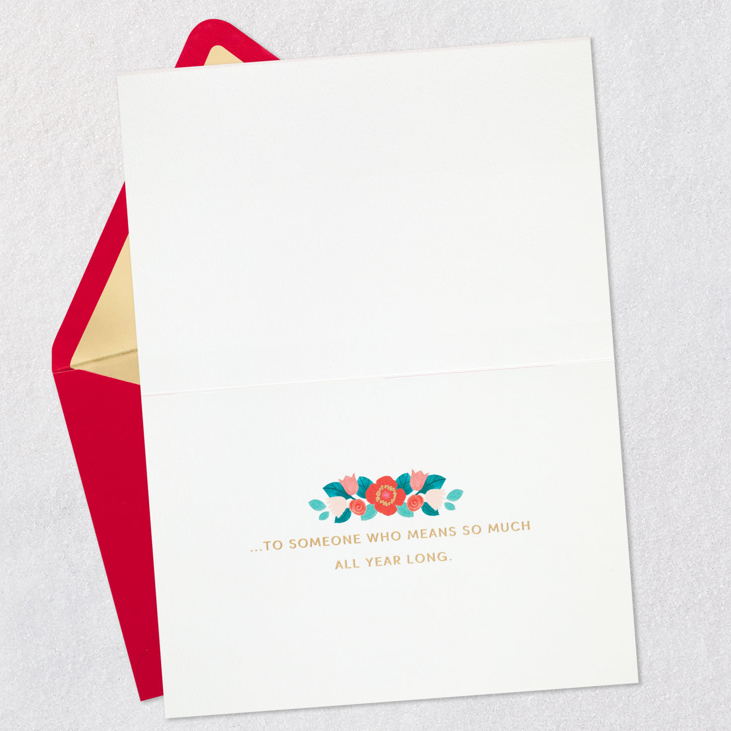 Hearts and Flowers Happy Valentine's Day Card Open card with envelope image number 3