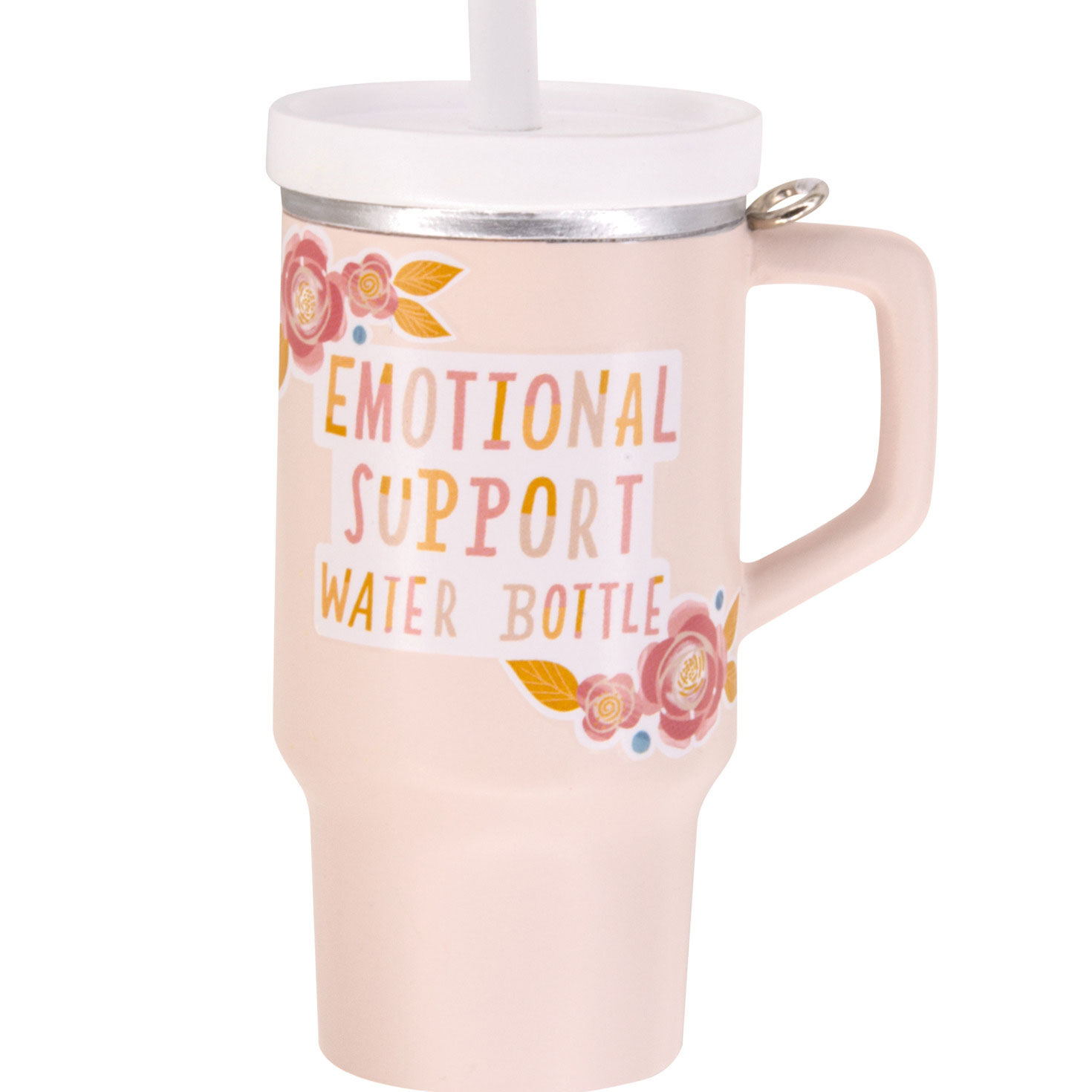 Pink Stainless Straw Cup Christmas Ornament closeup view image number 5