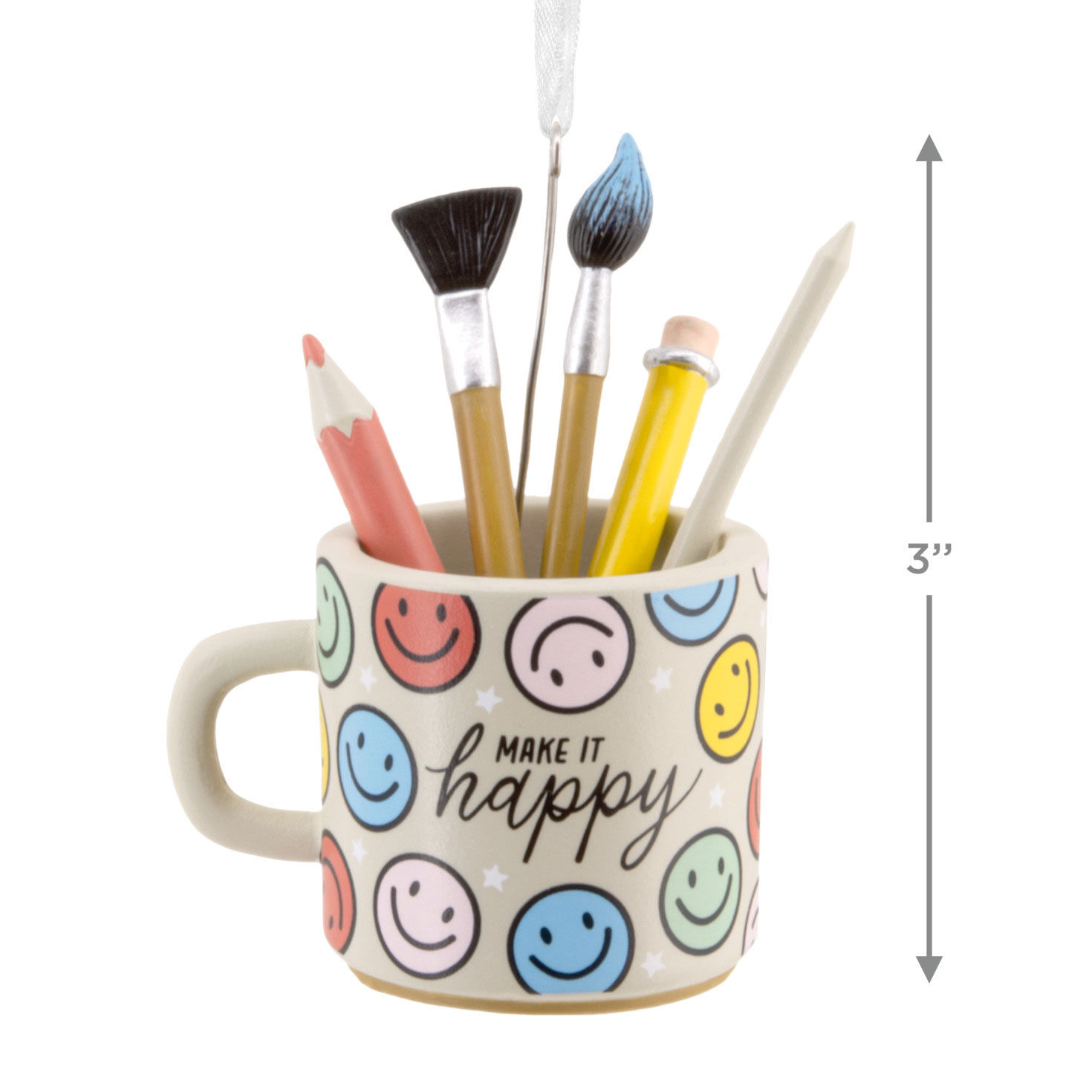 Smiley Faces Happy Mug Christmas Ornament measurement image number 3