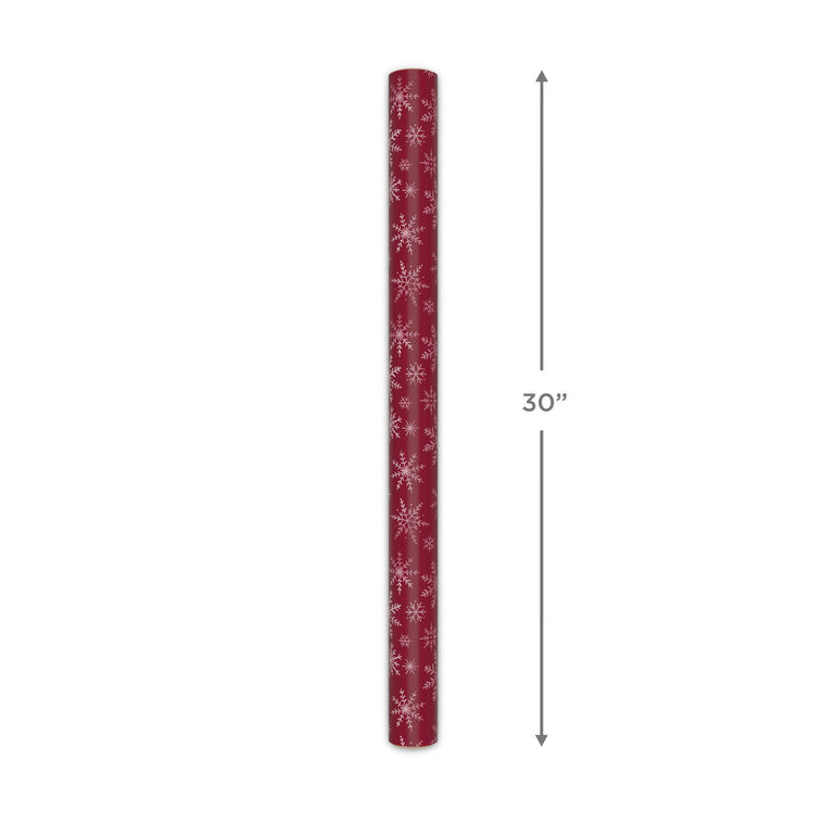Snowflakes on Red Christmas Wrapping Paper Roll Measurement image number 5