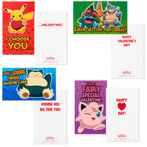 Pokémon Kids Classroom Valentines Set With Cards, Stickers and Mailbox, 