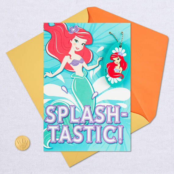 Disney The Little Mermaid Ariel Birthday Card With Keychain for Her, , large image number 6
