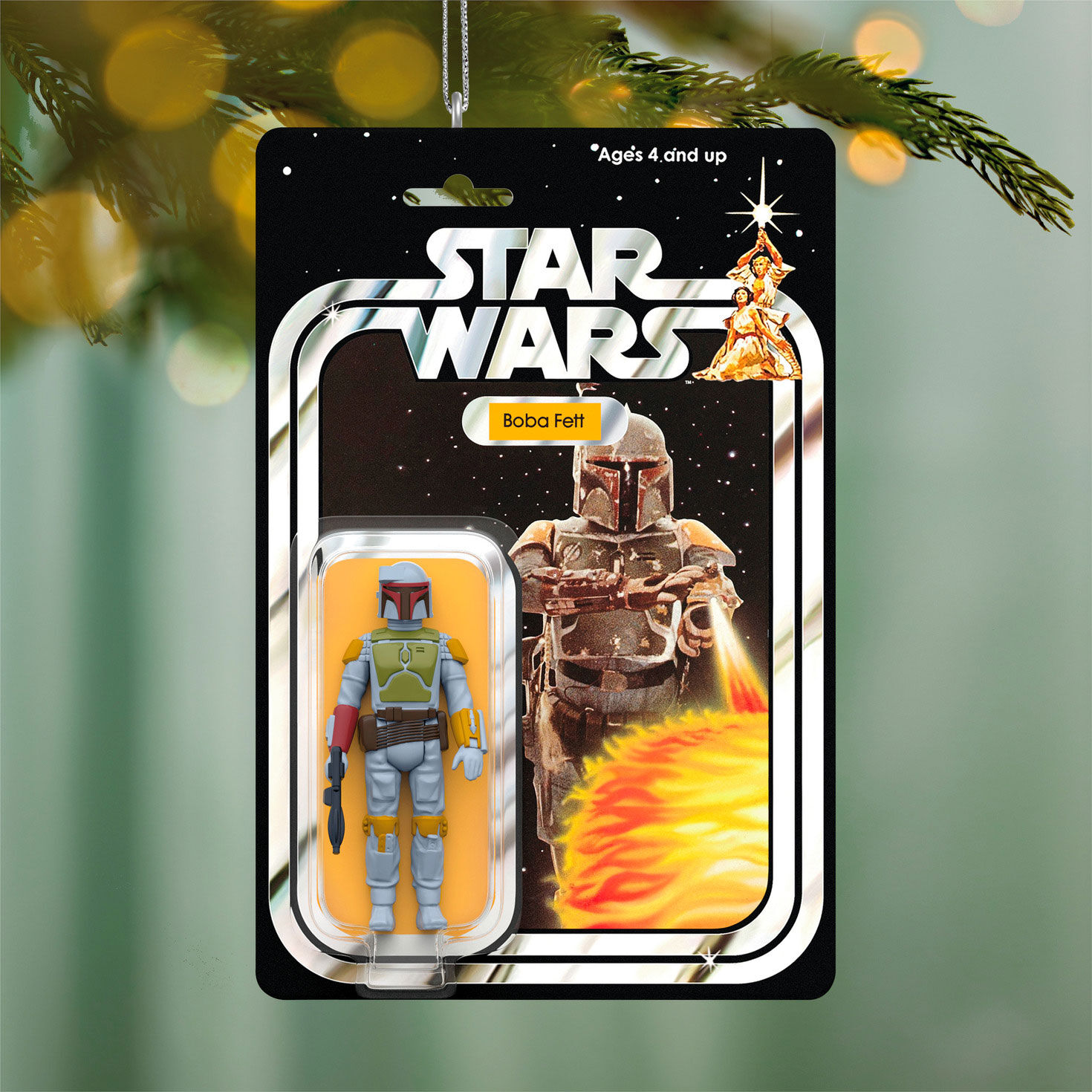 Star Wars Boba Fett Action Figure Ornament hanging on tree image number 2