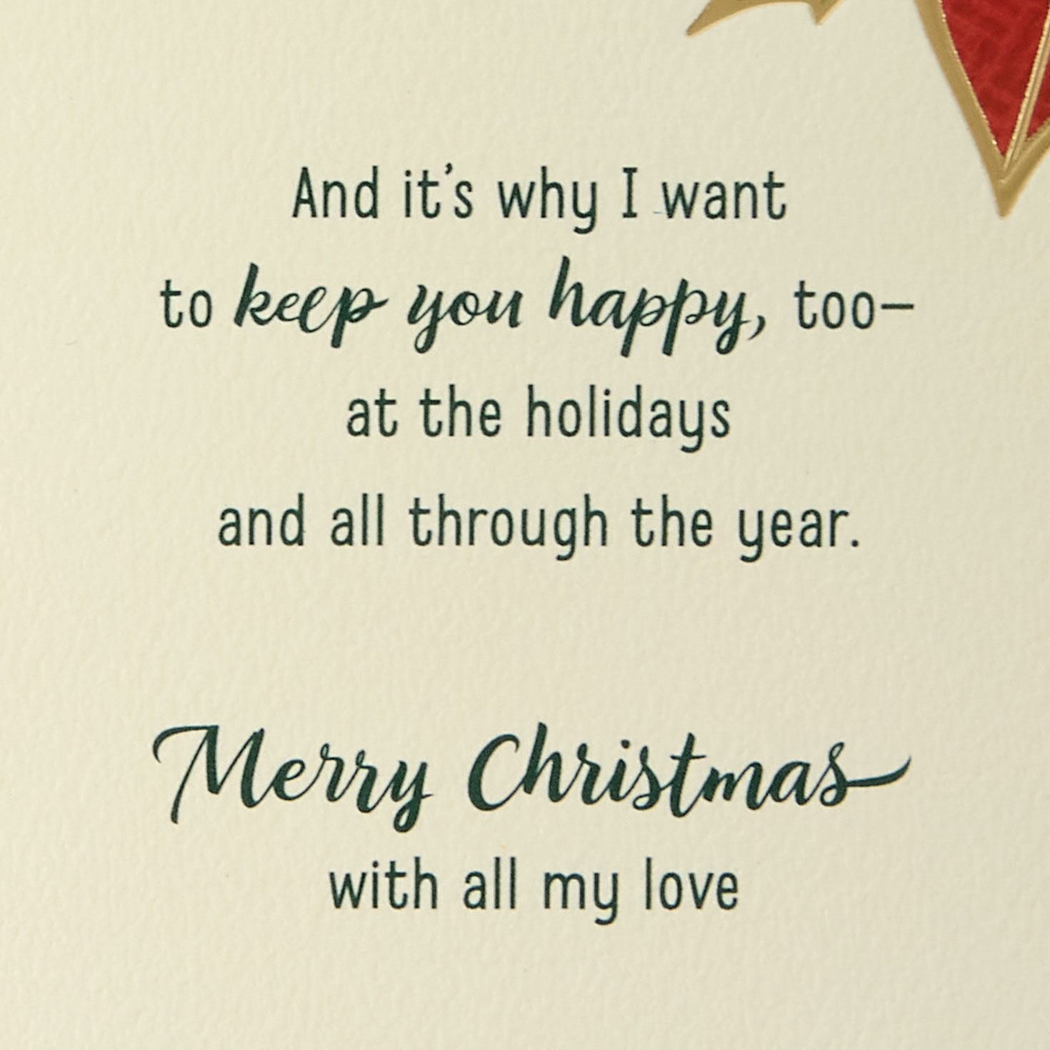 Elegant Poinsettia Love Christmas Card for Spouse sentiment image number 3