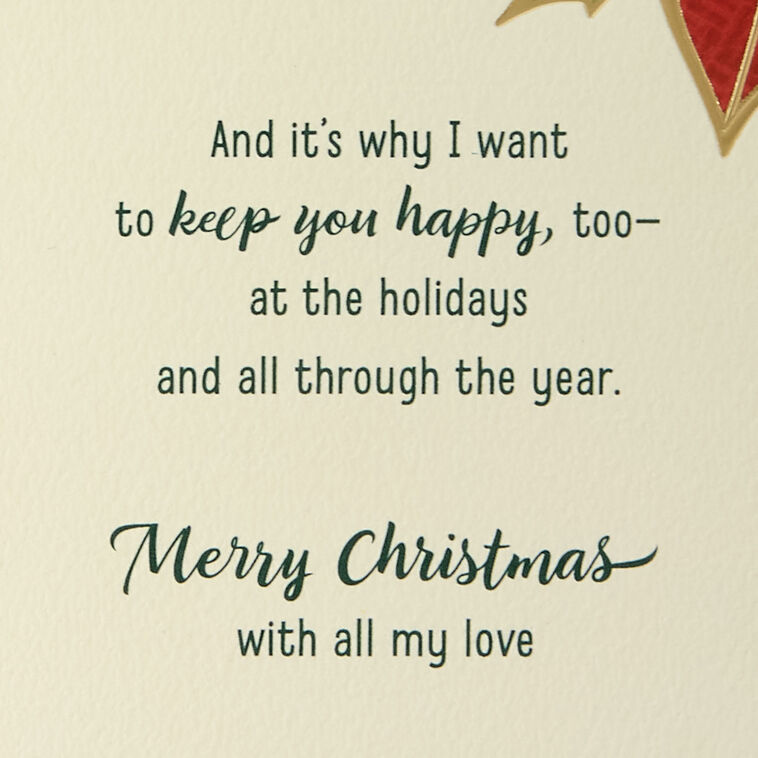 Elegant Poinsettia Love Christmas Card for Spouse sentiment image number 3