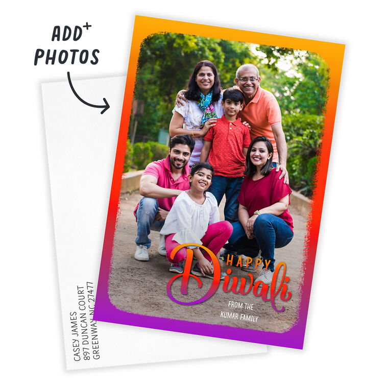 Bright Border Flat Diwali Photo Card, , large image number 2