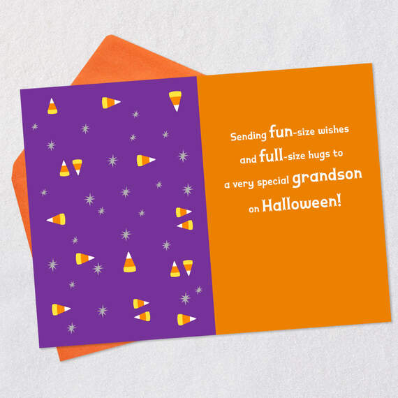 Fun-Size Wishes, Full-Size Hugs Halloween Card for Grandson, , large image number 3