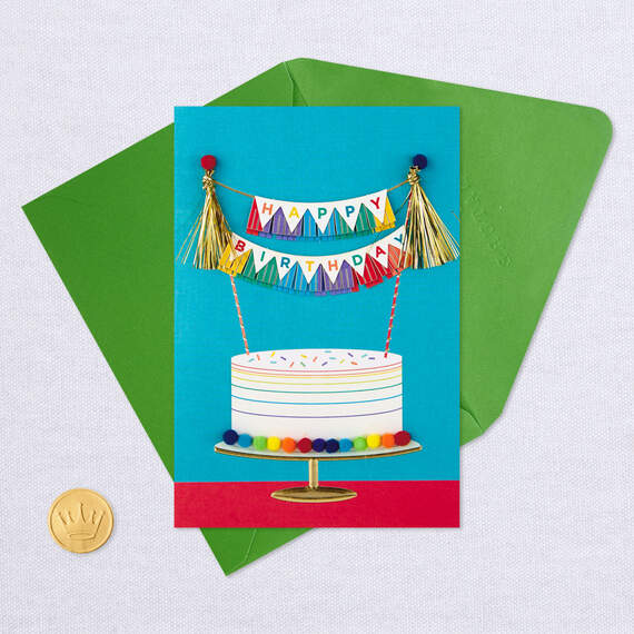 Rainbow Cake Banner Happy Birthday Card, , large image number 5