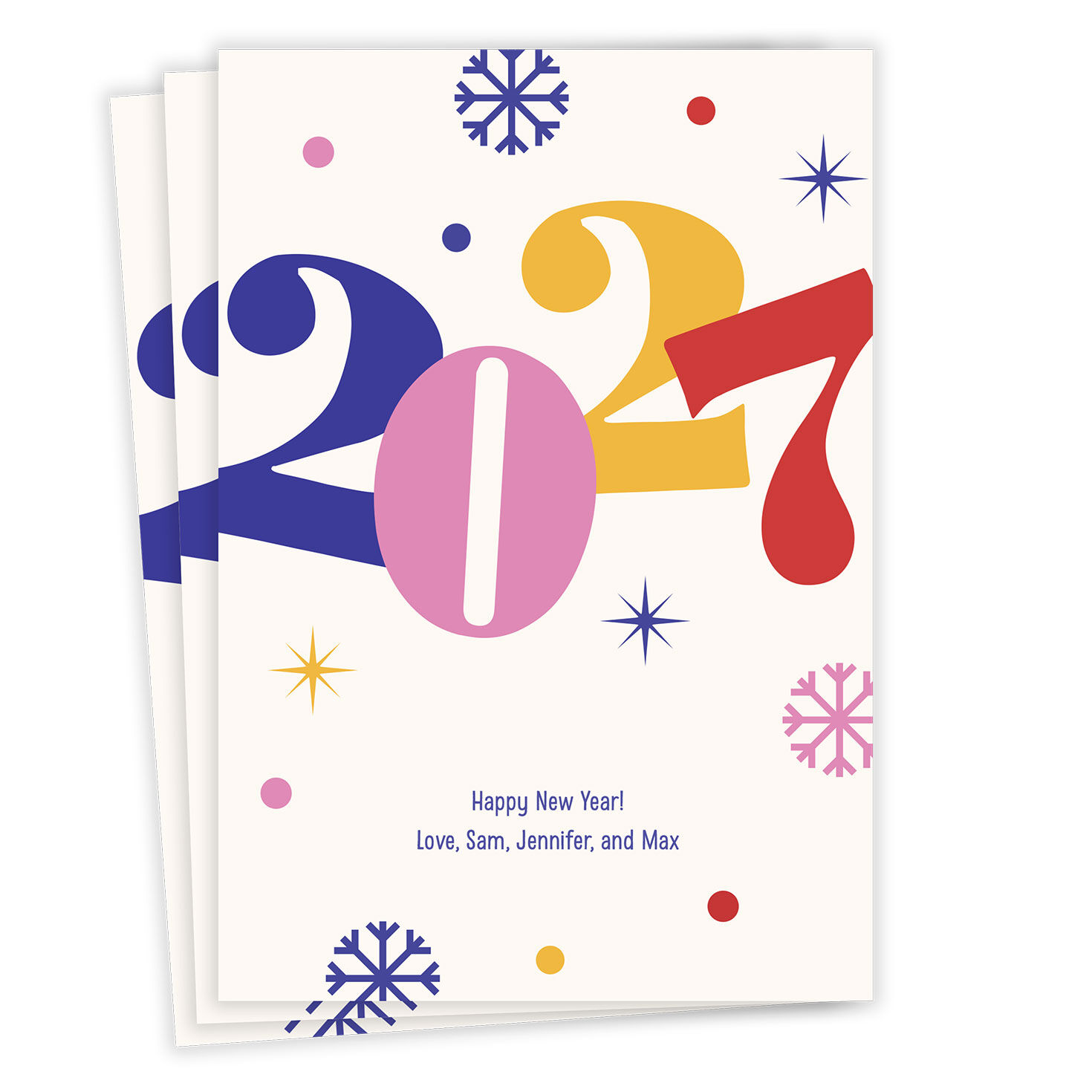 2027 Stars and Snowflakes Flat New Year Photo Card