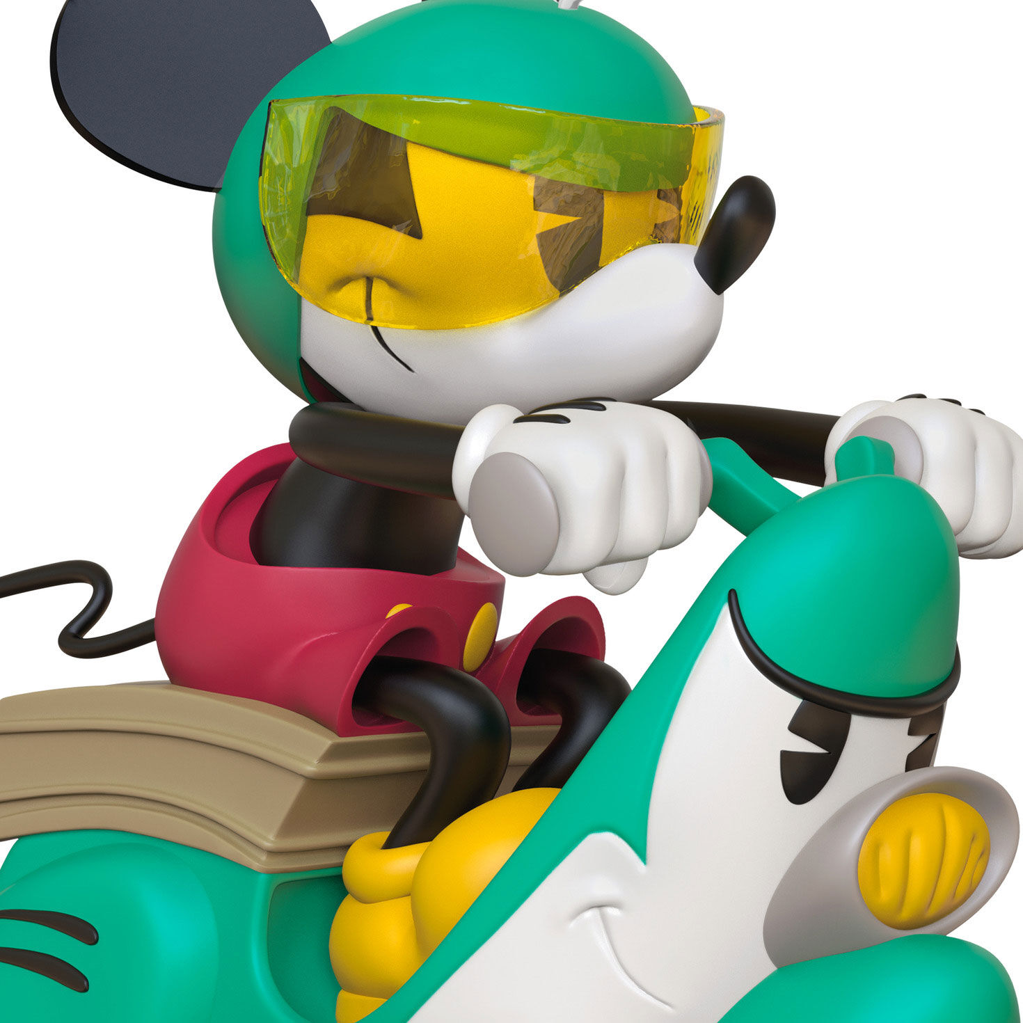 Mickey on Green White Scooter Keepsake Ornament closeup view image number 5