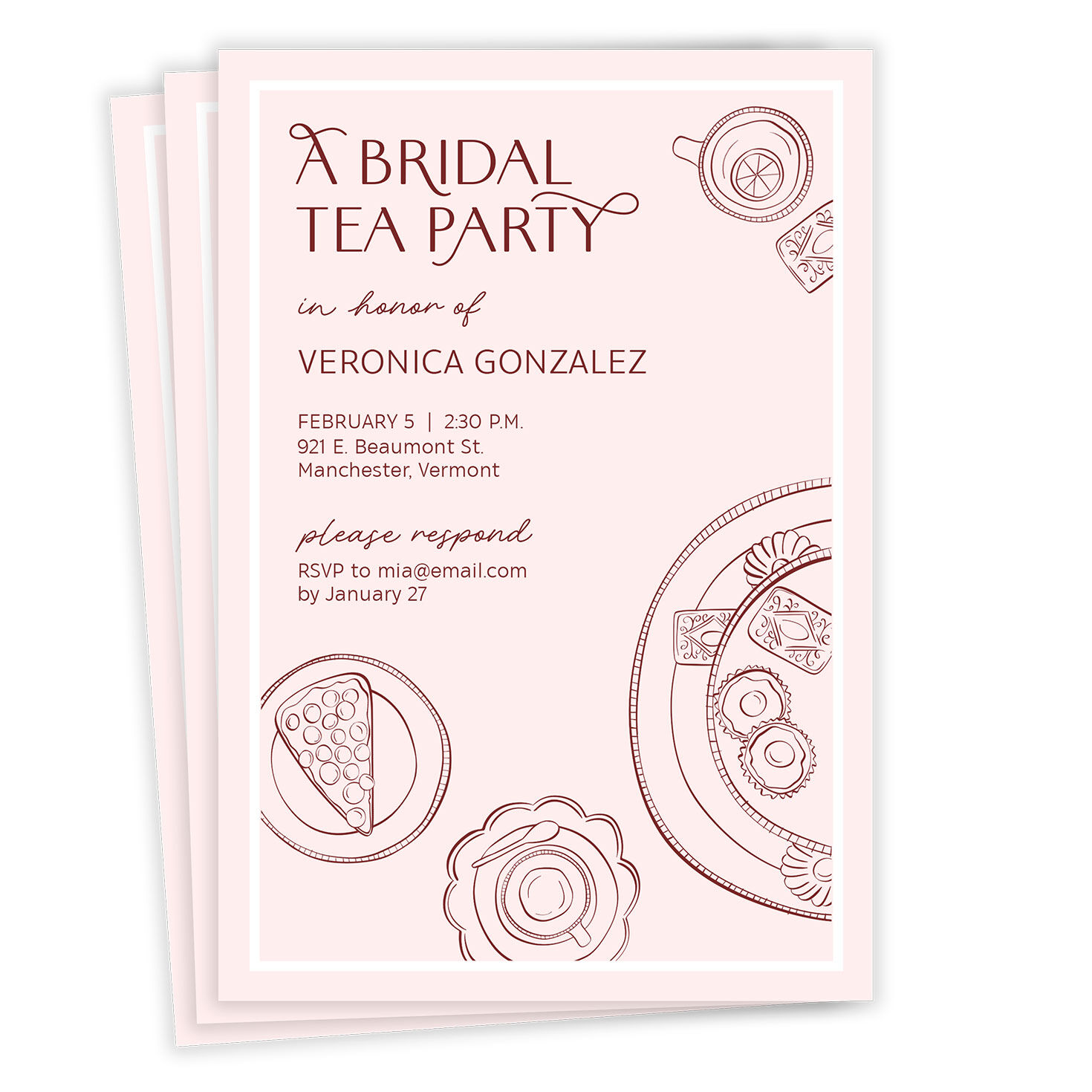 Sweet Tea Party Flat Bridal Shower Invitation