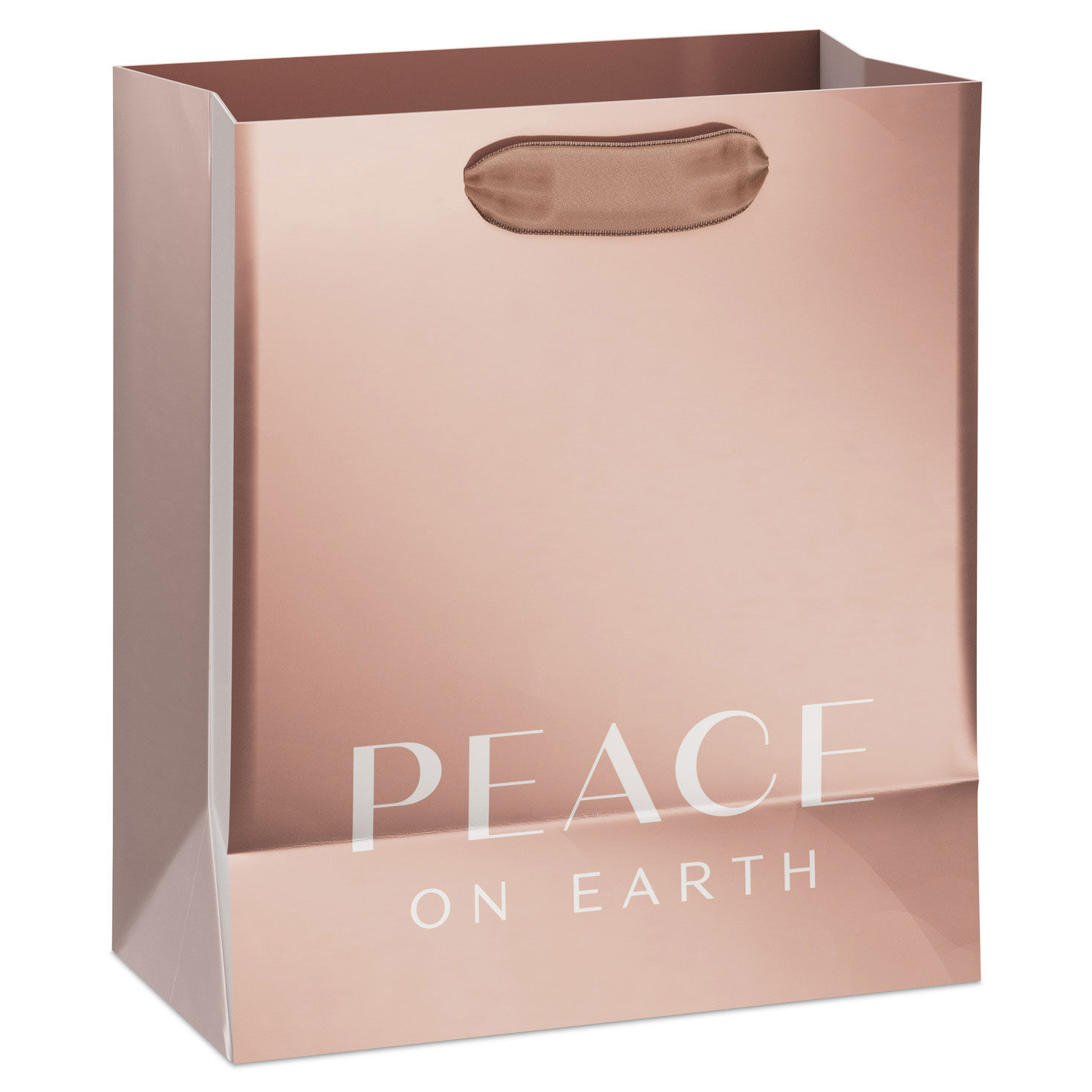 Peace on Earth Rose Gold Small Holiday Gift Bag Back image number 6