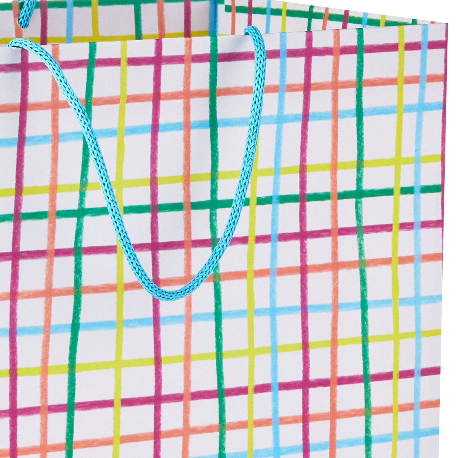 Multicolor Windowpane Large Gift Bag Handle Detail image number 4