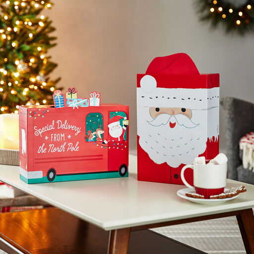 Santa and Delivery Truck 2-Pack Christmas Fun-Zip Gift Boxes, 