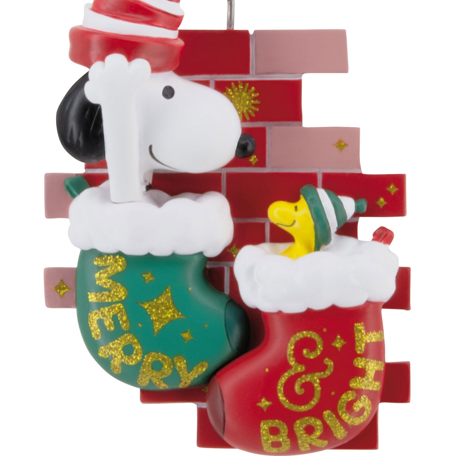 Peanuts Merry Bright Stockings Christmas Ornament upclose view image number 5