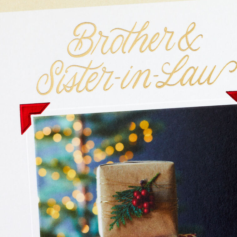 Tree and Gifts Christmas Card for Brother and Sister-in-Law Card Front Detail image number 5