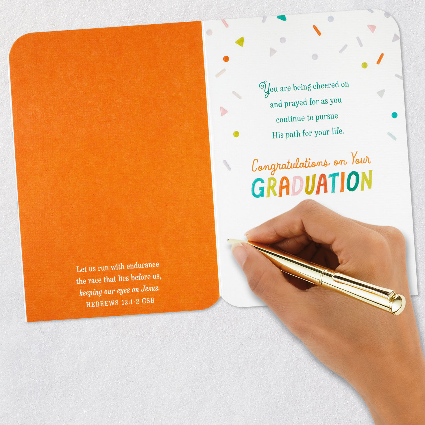 Finish Line Confetti Religious Graduation Card  image number 7