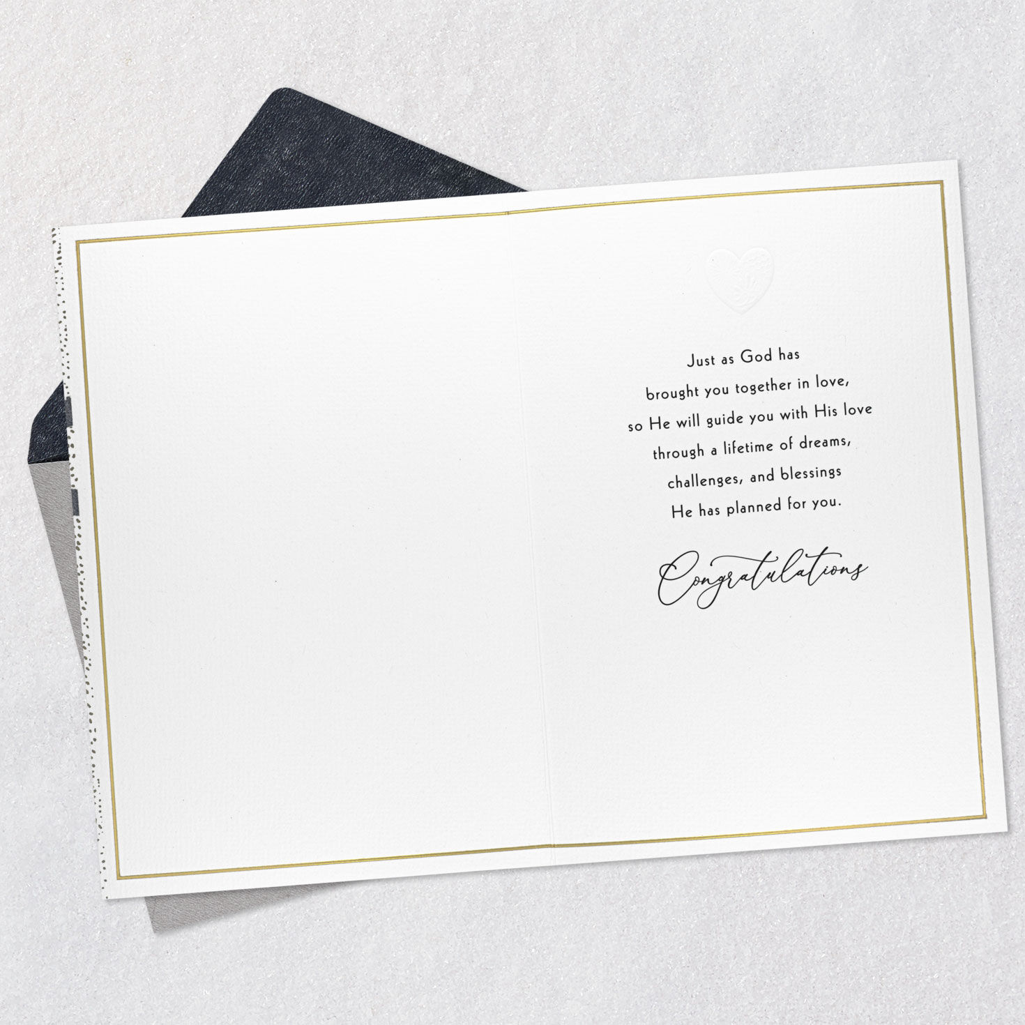 Silver and Gold Geometric Christian Wedding Card Open card with envelope image number 3