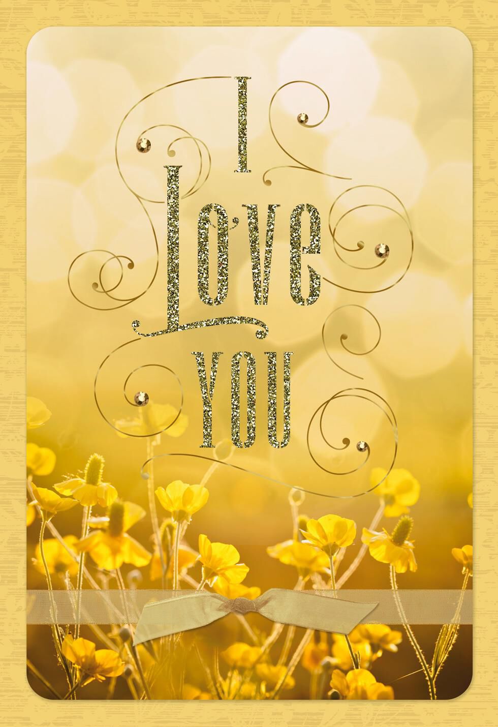 Yellow Flowers I Love You Romantic Birthday Card - Greeting Cards
