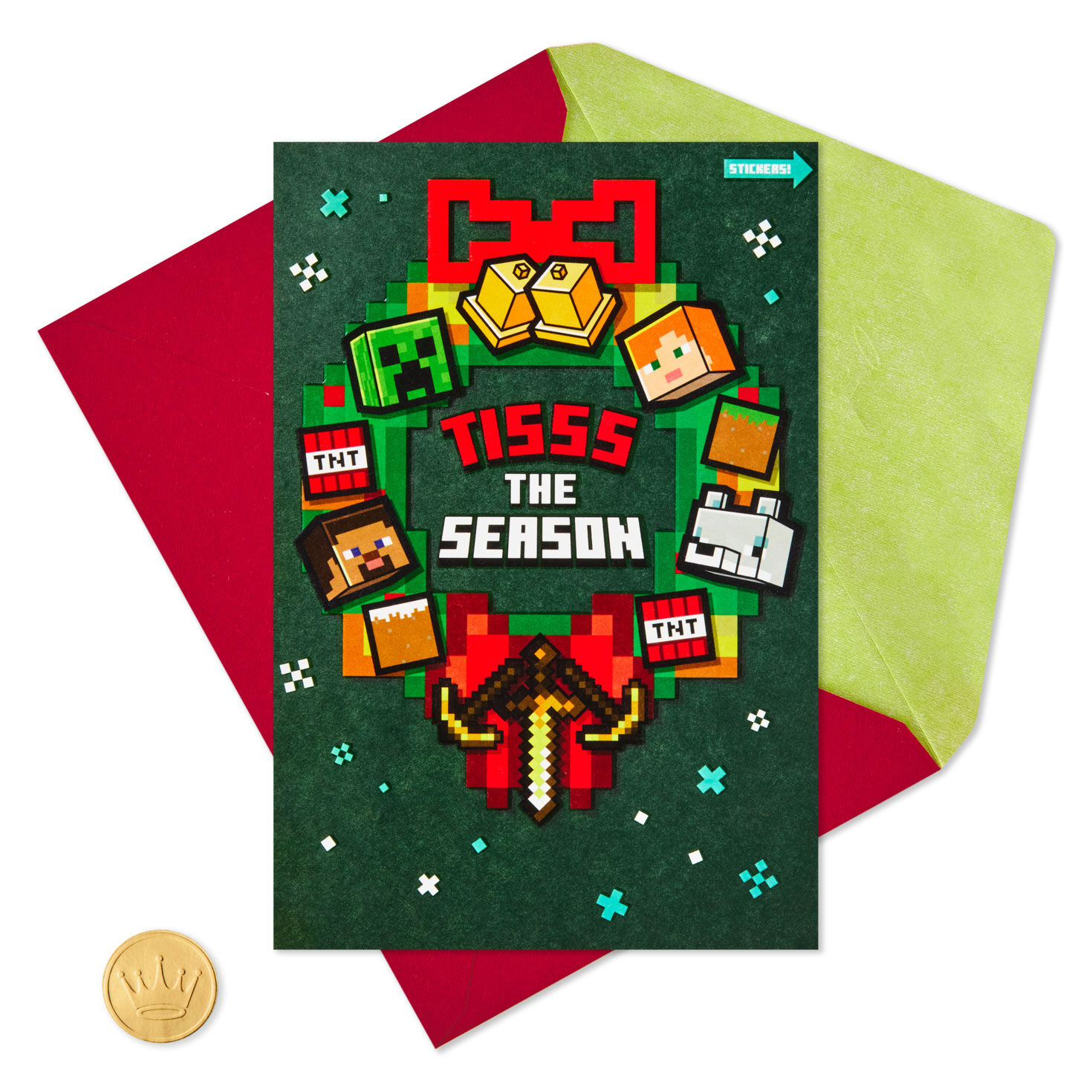 Minecraft Tisss the Season Christmas Card With Stickers for only USD 5.99 | Hallmark