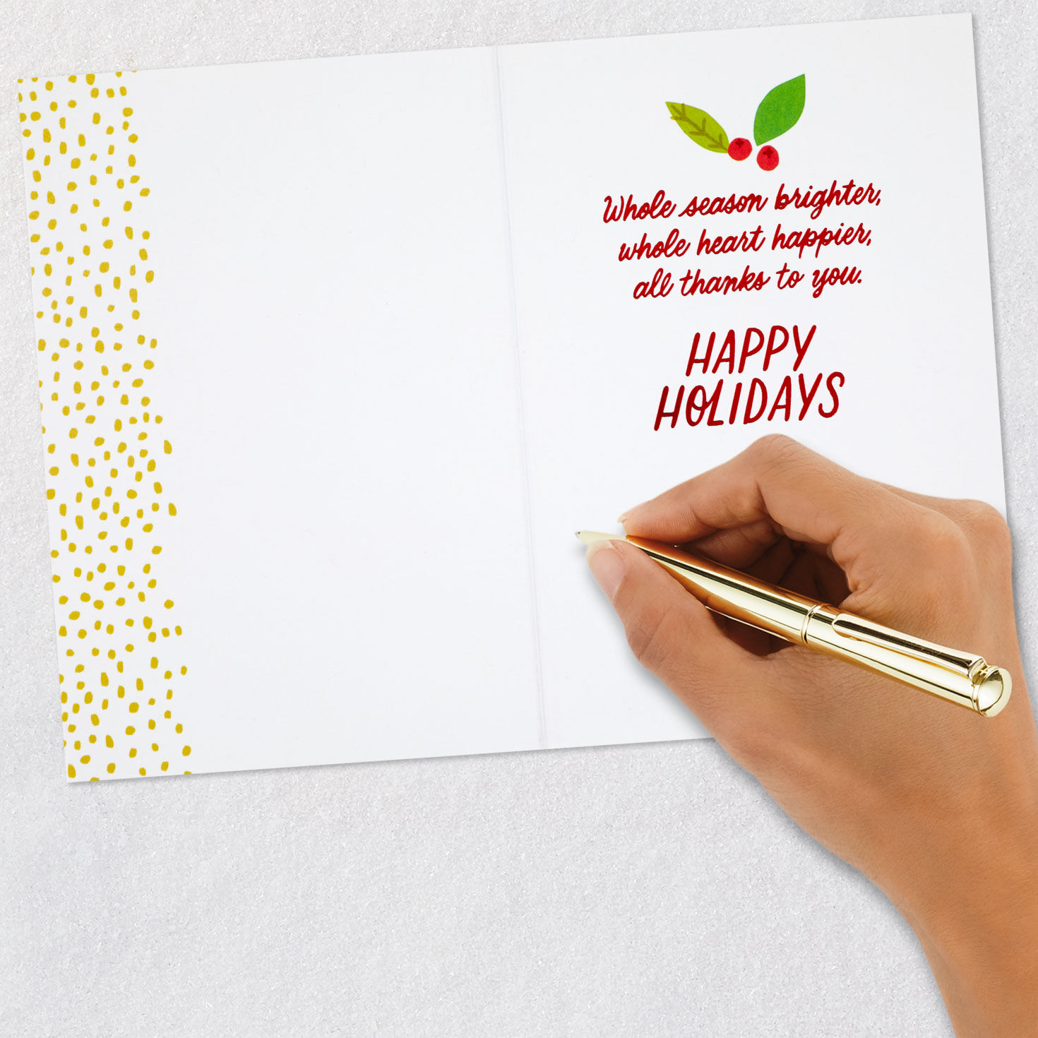 Green Wreath With Foil Christmas Thank You Card Signing card image number 6