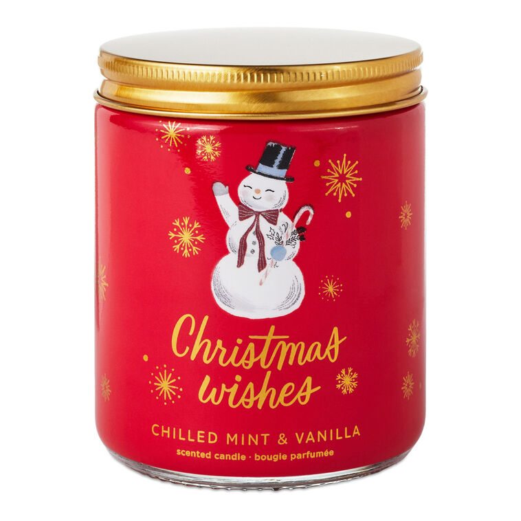 Christmas Wishes Chilled Mint and Vanilla Scented Jar Candle, 7 oz.