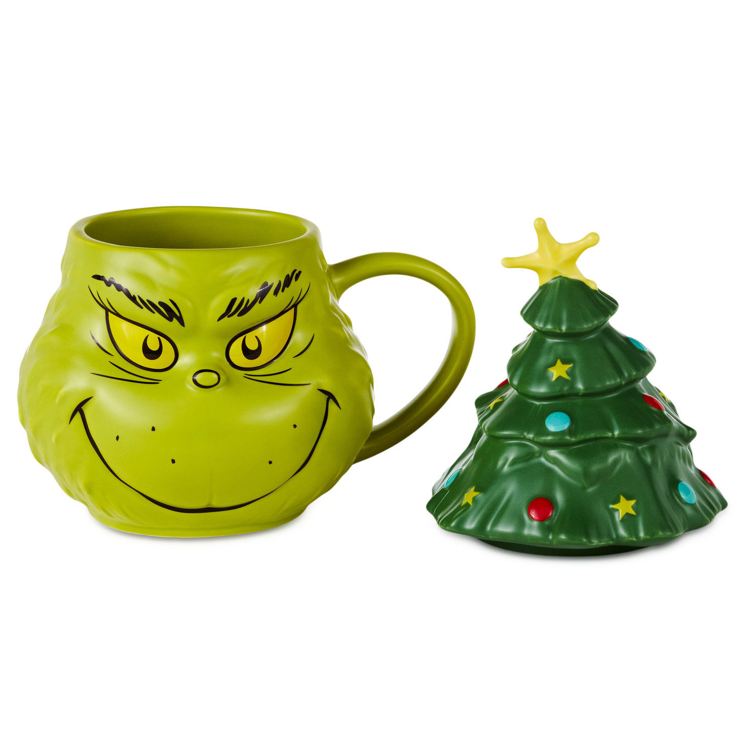Grinch With Tree on Head Sculpted Mug front lid off image number 3