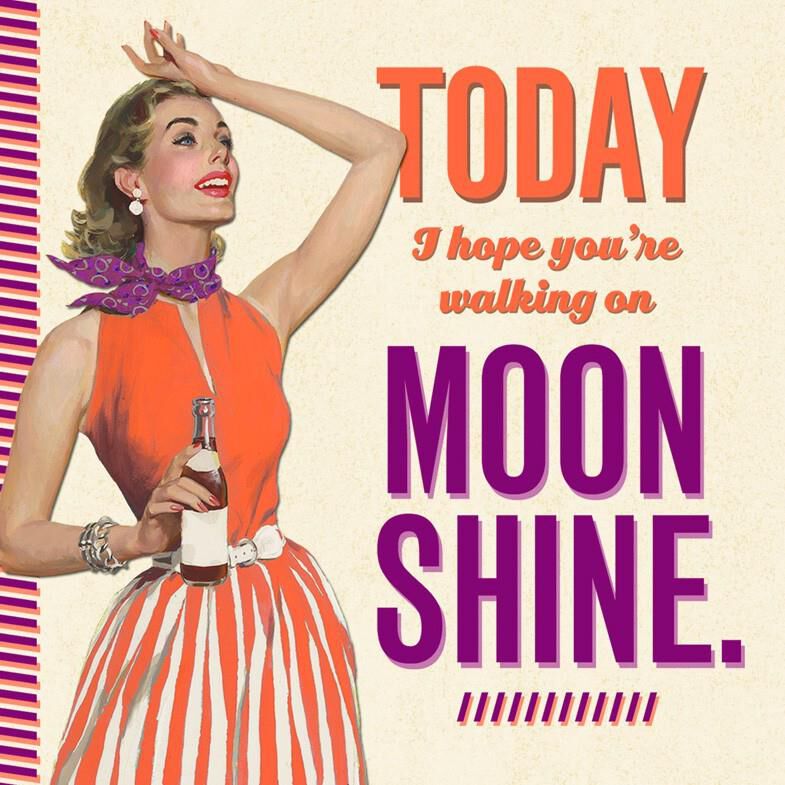 Retro Walking on Moonshine Birthday Card