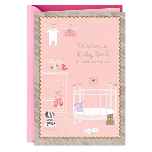 Pink Nursery Religious New Baby Girl Card, 